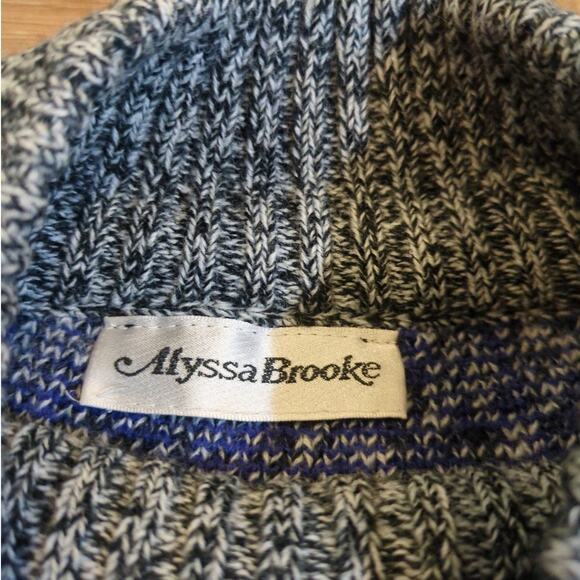 VTG Alyssa Brooke Women Large Pullover Knit Sweater Turtleneck Mock Neck Teal - Picture 4 of 7